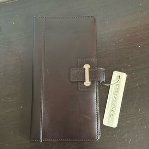 Cutter & Buck Brown Leather Check Card Dokument Holder Organizer Wallet